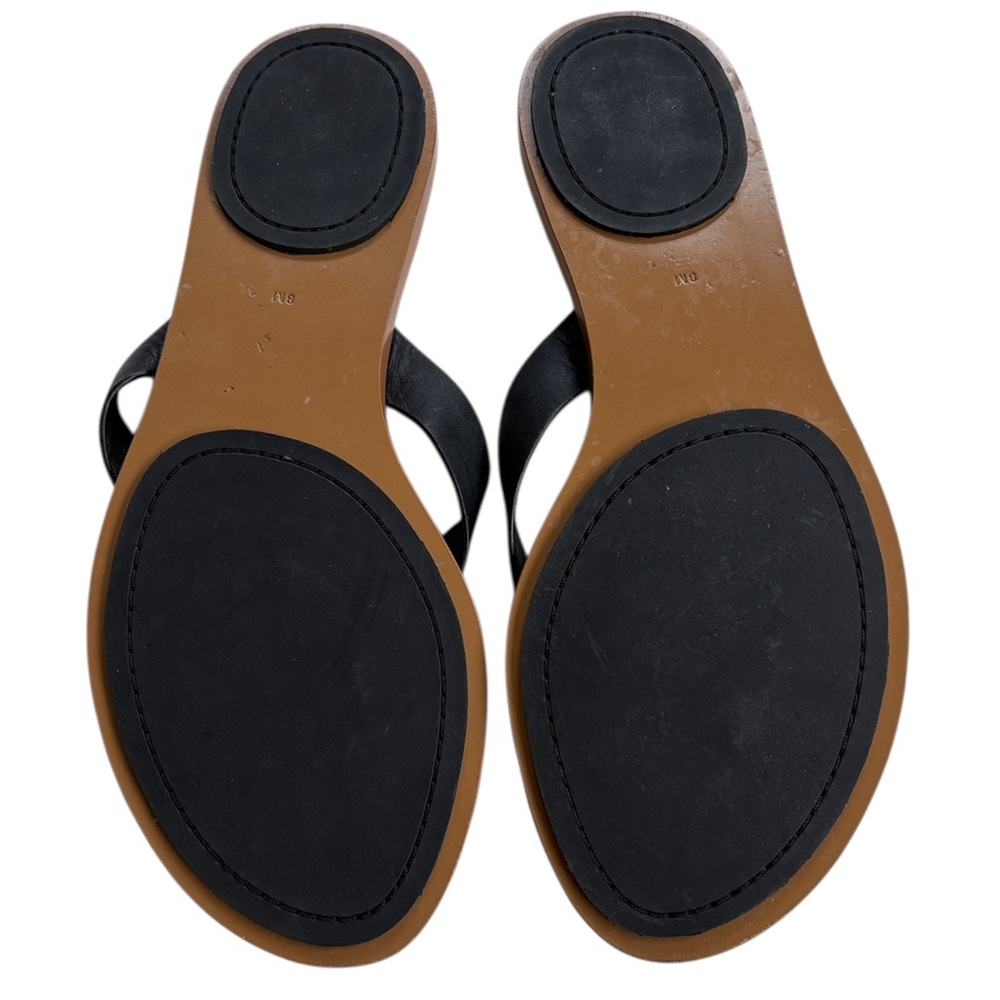 Tory Burch Black Leather Thong Sandals with Brown Footbed - Picture 7 of 7